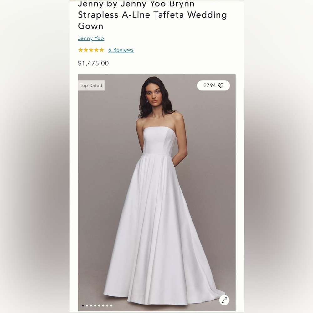 Jenny Yoo Brynn Strapless A-Line Taffeta Wedding Gown